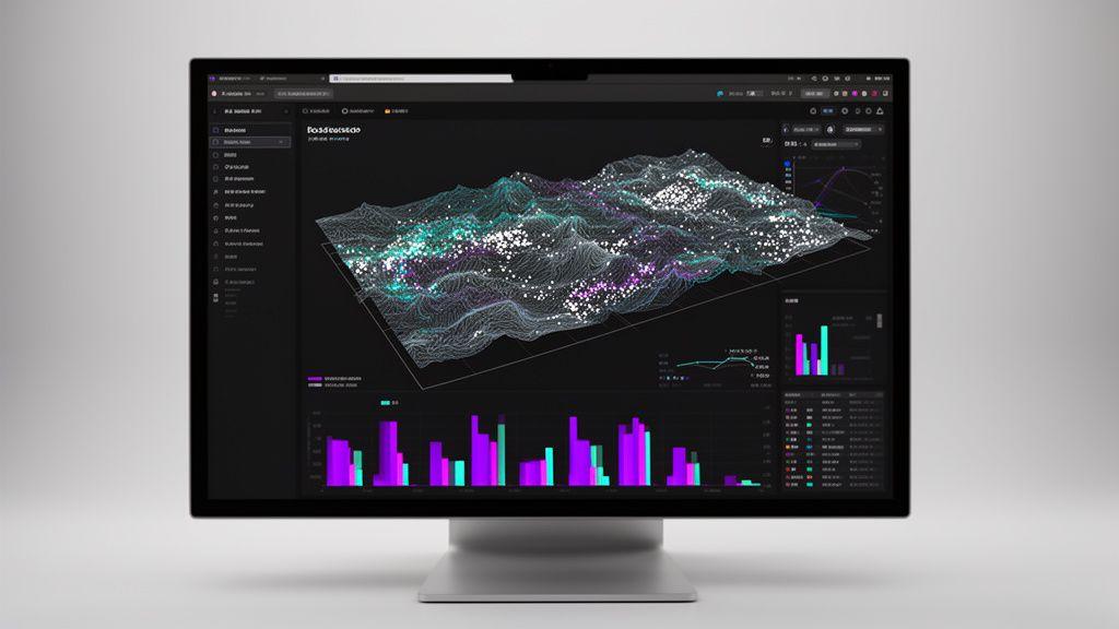 Data visualization dashboard showing marine heatmaps and population charts